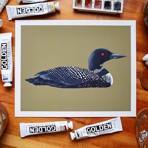 Common Loon Print | Common Loon Painting | Waterfowl Art | Lake Art | Archival Fine Art Print | Lake House Décor | Nature Artwork image 6