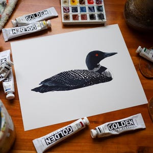 Common Loon Print | Common Loon Painting | Common Loon Art | Lake Art | Loon Print | 8 x 10 Print | Lake House Décor | Nature Artwork | Loon image 2