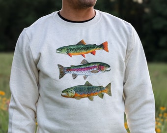 Trout Sweatshirt | Fish Sweatshirt | Fishing Shirt | Trout Crewneck | Gifts for Men | Fishing Gifts | Fly Fishing | Fish Clothing |Fish Gift