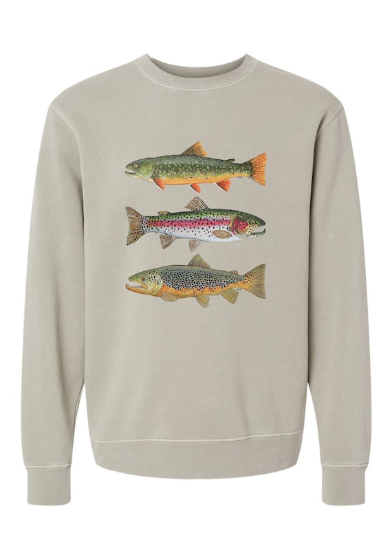 Trout Sweatshirt Fish Sweatshirt Fishing Shirt Trout Crewneck Gifts for Men  Fishing Gifts Fly Fishing Fish Clothing fish Gift 