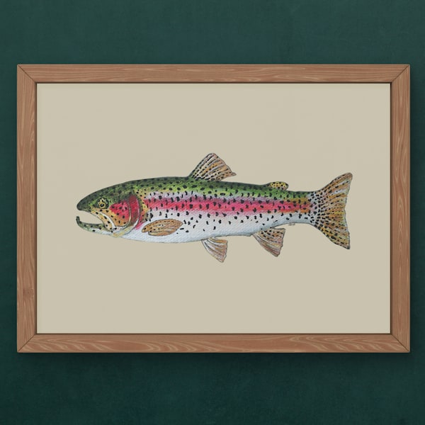 Rainbow Trout Print | Rainbow Trout Painting | Rainbow Trout Art | Trout Art | Trout Print | 8 x 10 Print | Fishing Gifts | Gifts for Men