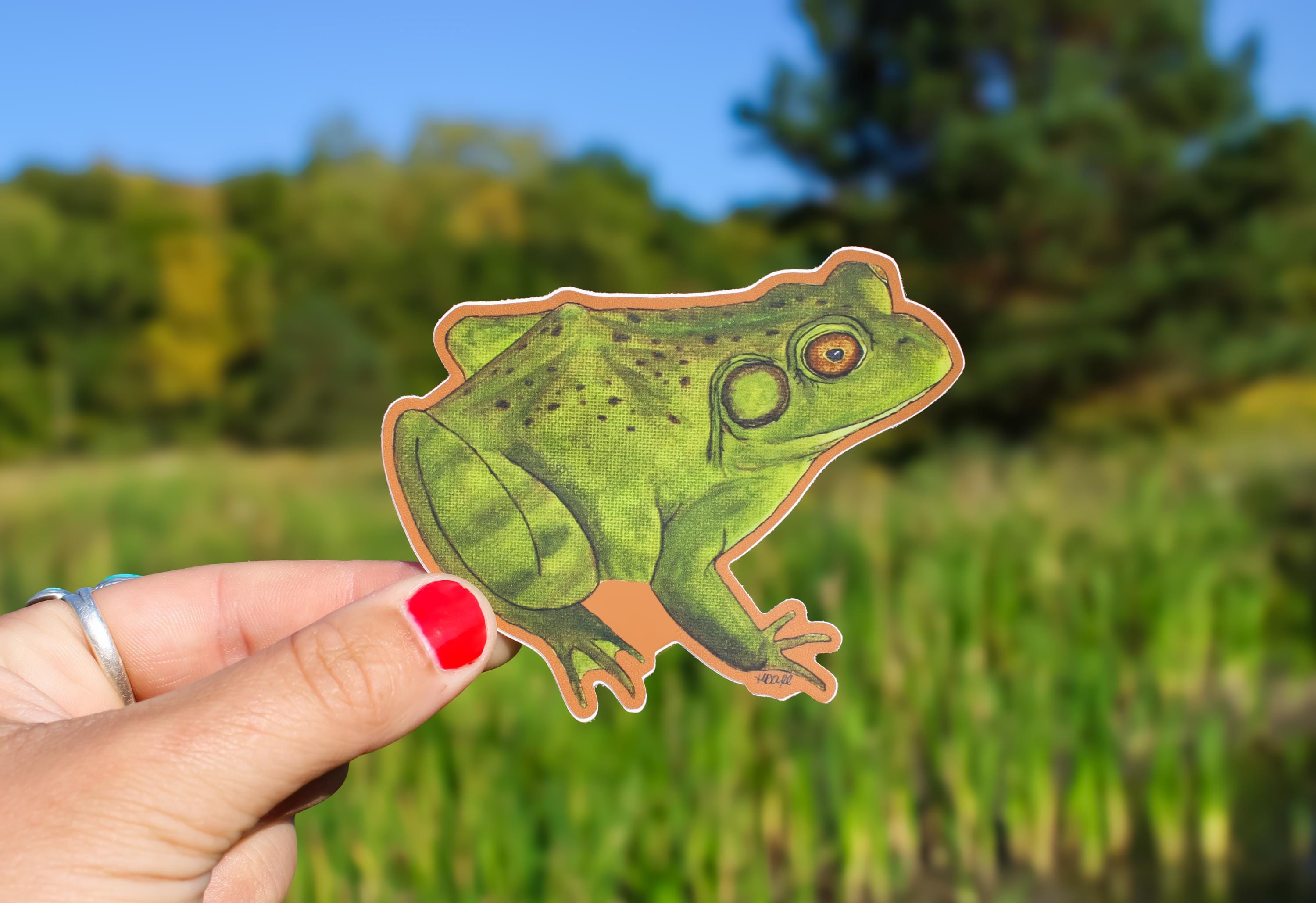 Bullfrog Vinyl Sticker | Waterproof Decal | Frog Sticker | Hand Painted ...