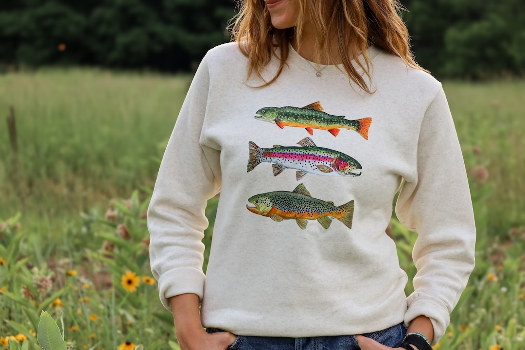 Trout Sweatshirt Fish Sweatshirt Fishing Shirt Trout Crewneck Gifts for