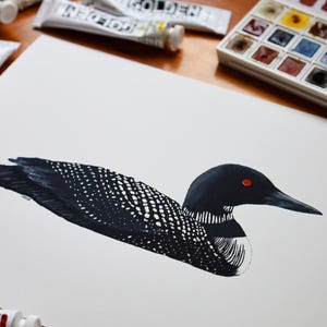 Common Loon Print | Common Loon Painting | Common Loon Art | Lake Art | Loon Print | 8 x 10 Print | Lake House Décor | Nature Artwork | Loon image 3