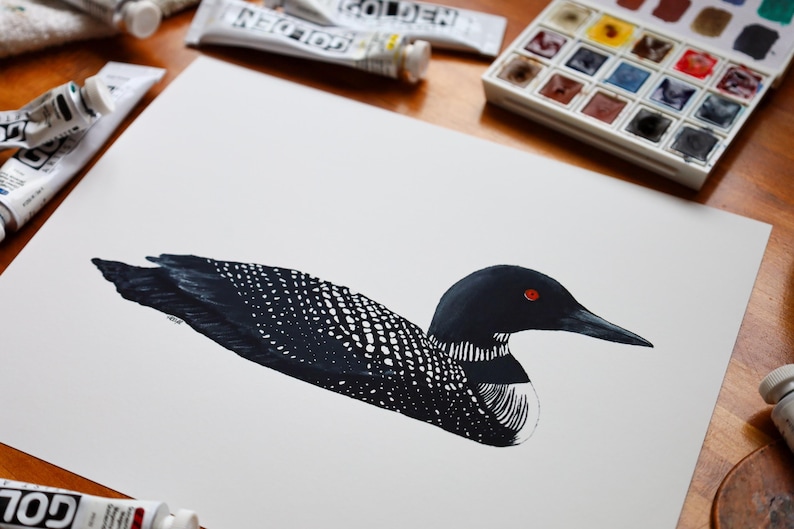 Common Loon Print | Common Loon Painting | Common Loon Art | Lake Art | Loon Print | 8 x 10 Print | Lake House Décor | Nature Artwork | Loon image 3
