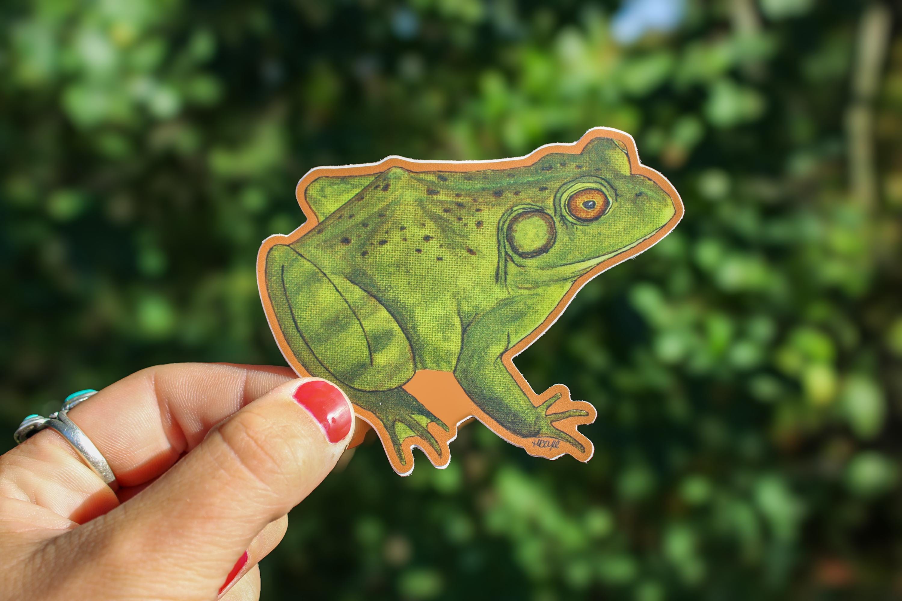 Bullfrog Vinyl Sticker | Waterproof Decal | Frog Sticker | Hand Painted ...