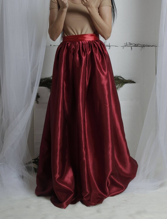 wine satin maxi dress