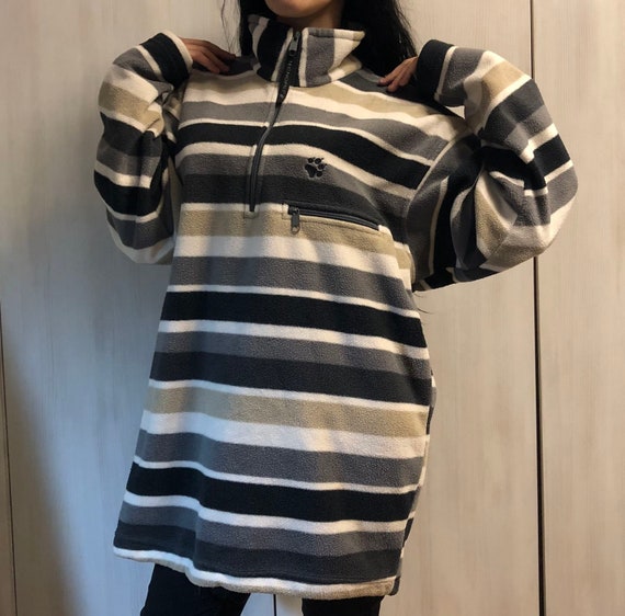 Vintage Jack Wolfskin Fleece Sweater, Polar Fleece Sweater, Striped Fleece Sweater, Vintage Jack Wolfskin Fleece Jacket Vintage Jack Wolfskin Fleece Sweater, Polar Fleece Sweater, Striped Fleece Sweater, Vintage Jack Wolfskin Fleece Jacket