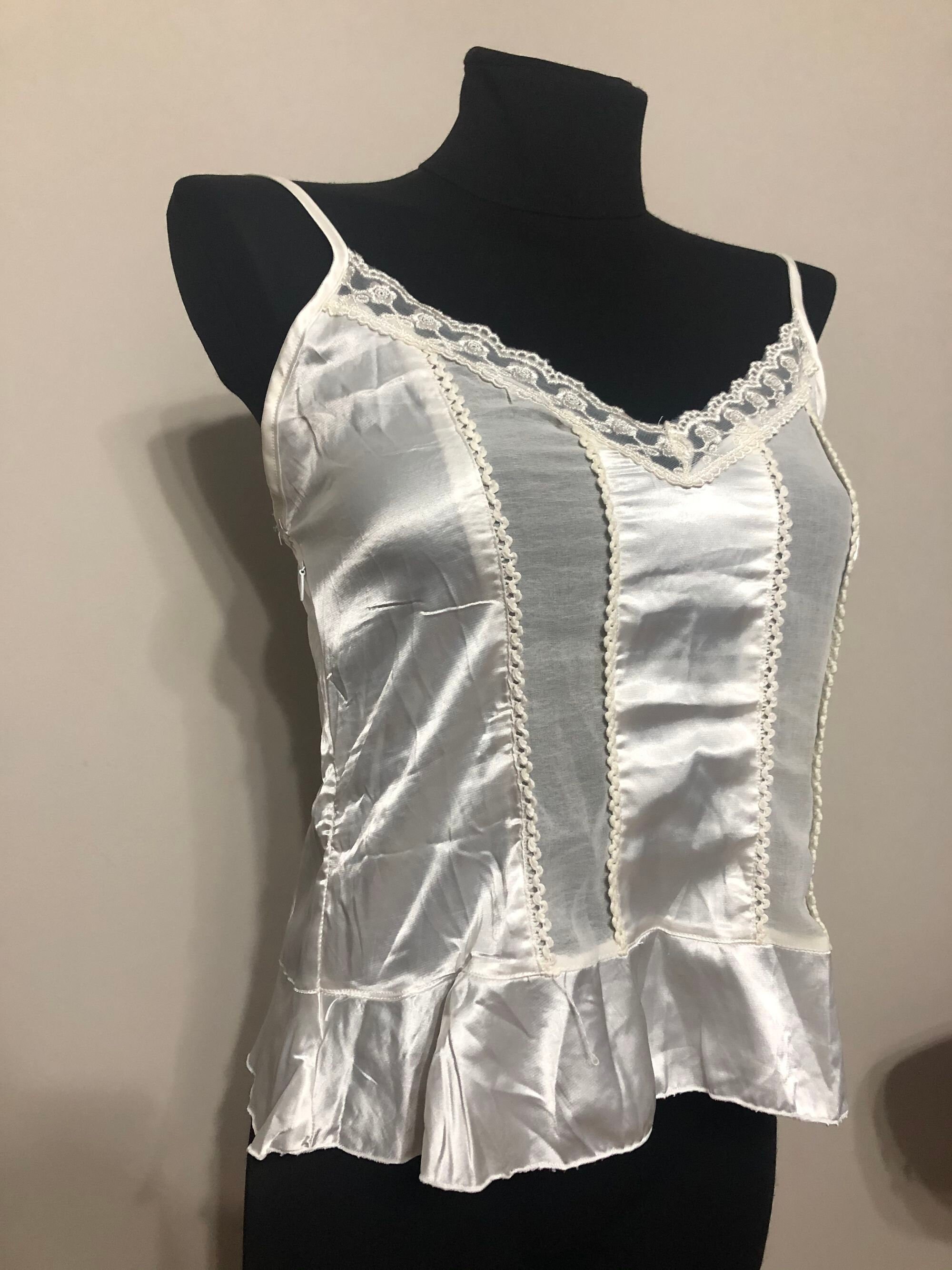 Vintage White Short Silk Camisole Lace Vintage Satin Lingerie Etsy