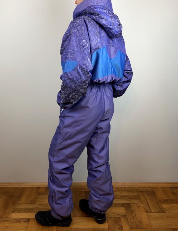 Vintage Violet Skiing Ski Suit, Vintage Skiing Ove