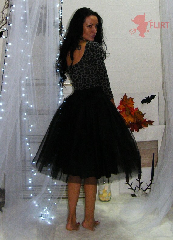 black midi tulle dress