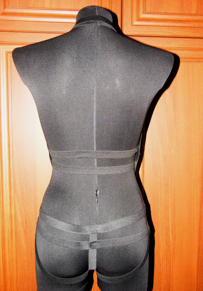 Handmade Elastic Body Harness With Satin Bow Body Bondage Open Etsy