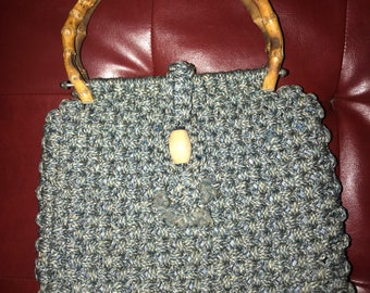 Handmade wood handle purse