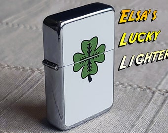 WORKING Indiana Jones and the Last Crusade Elsa Schneider Four Leaf Clover Lucky Irish Zippo Lighter Replica Prop Harrison Ford Sean Connery