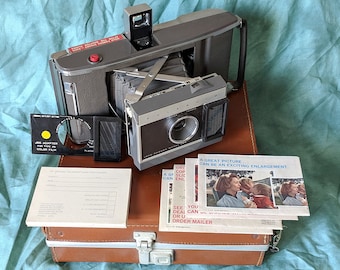 Vintage Polaroid Land Camera Model J66 Original Brown Leather
