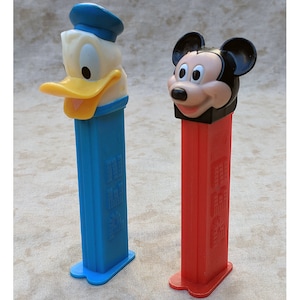 Retired PEZ Disney Dispenser with Feet Candy Collectible Ephemera Disneyworld Mickey Mouse Donald Duck Made in Hungary & Czech Republic