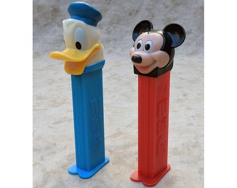 Retired PEZ Disney Dispenser with Feet Candy Collectible Ephemera Disneyworld Mickey Mouse Donald Duck Made in Hungary & Czech Republic