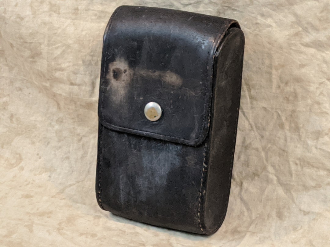 Antique 1910 Hard Shell Black Leather Carrying Case, for Antique