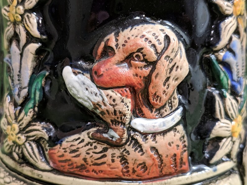 Vintage 1980’s Collectible Handarbeit West Germany Hand Painted Egon Bay Lidded Porcelain Beer Stein Pewter Hinged Lid Tankard image 7