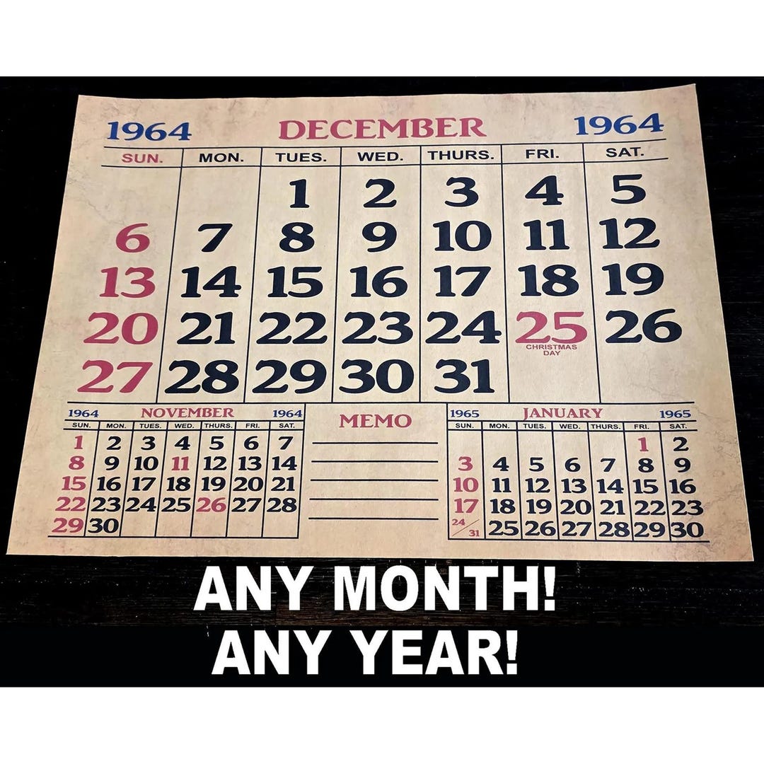 Custom Made Vintage Like Calendar Page Print Celebrate Any Date, or ...