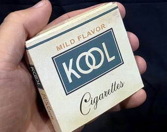 1940’s KOOL Two Piece Sliding Cigarette Box Retro Americana Tobacciana Smokers Collectible Advertising Weathered Replica Prop Willie Penguin