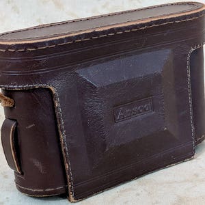 Vintage Ansco 35mm Medium Brown Genuine Leather Camera Empty Carrying Case Very Good Condition Highly Collectible Steampunk Project