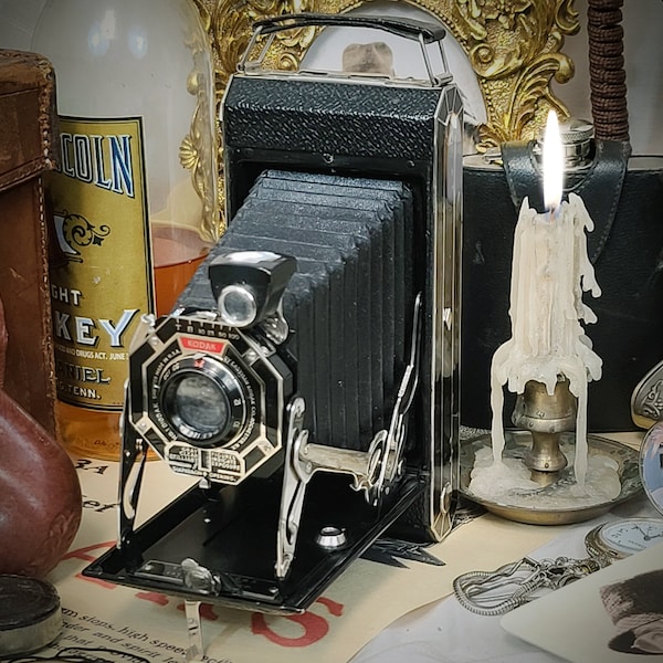 MINT Working ART DECO 1932 Antique Eastman Kodak Six-16 Medium Format Bellows Camera Folding Bed Anastigmat Lens No1 Diodak Shutter 616 Film