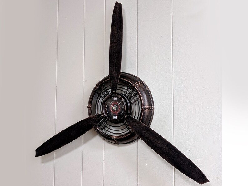 Ww2 World 2 Metal Wire Fighter Airplane Nopeller Propeller Propeller Propeller Propeller Decor Sculpture Vintage Like Working Clock P 51 Mustang
