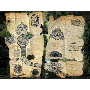 Indiana Jones Raiders of the Lost Ark Detailed Golden Idol Old Chachapoyan Temple 3 Piece Map Replica Paper Prop Harrison Ford Indy ROTLA