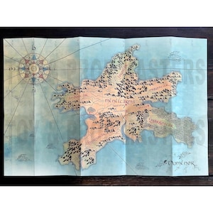 Mapa de Númenor, Tierra Media, El Señor de los Anillos: La Comunidad del Anillo, réplica, póster, arte mural, J.R.R. Tolkien, El Hobbit, ESDLA, fantasía, cosplay, Gondor, Gandalf