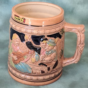 Pocono Mountains Pennsylvania Open Beer Stein Porcelain Ceramic Mug Cup Gardens Lodge Raised Relief Made in USA Man Cave Barware