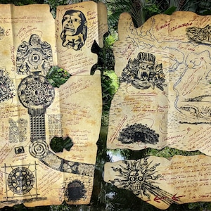 Indiana Jones Les Aventuriers de l'arche perdue détaillée Golden Idol Old Chachapoyan Temple 3 pièces réplique carte papier accessoire Harrison Ford Indy ROTLA