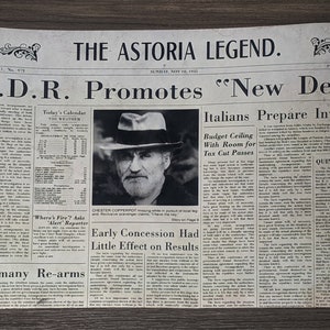 The Goonies Chester Copperpot Folded 1935 Newspaper Page Movie Prop News Article Chunk Sloth Steven Spielberg One Eyed Willie Astoria Map