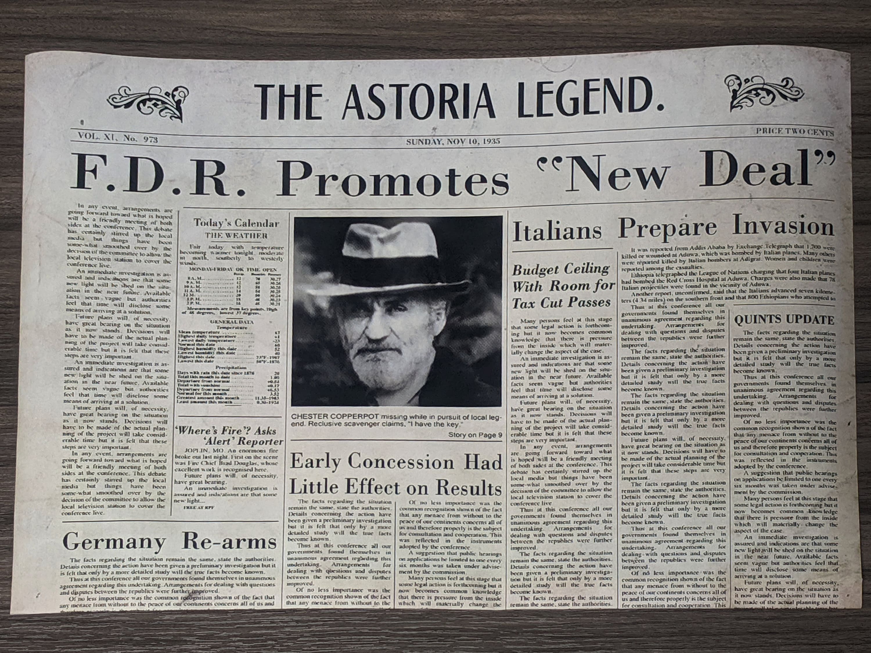 The Goonies Chester Copperpot Folded 1935 Newspaper Page Movie Etsy