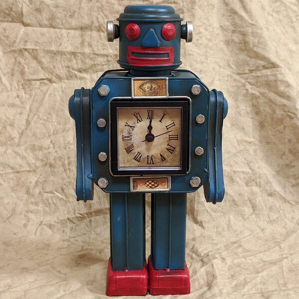 Vintage Retro 1950’s, 1960’s like Tin Toy Space Robot, rocket, ray gun, Spaceman, Space Man, Toy Collection, Astronaut, Sci-Fi NASA Clock