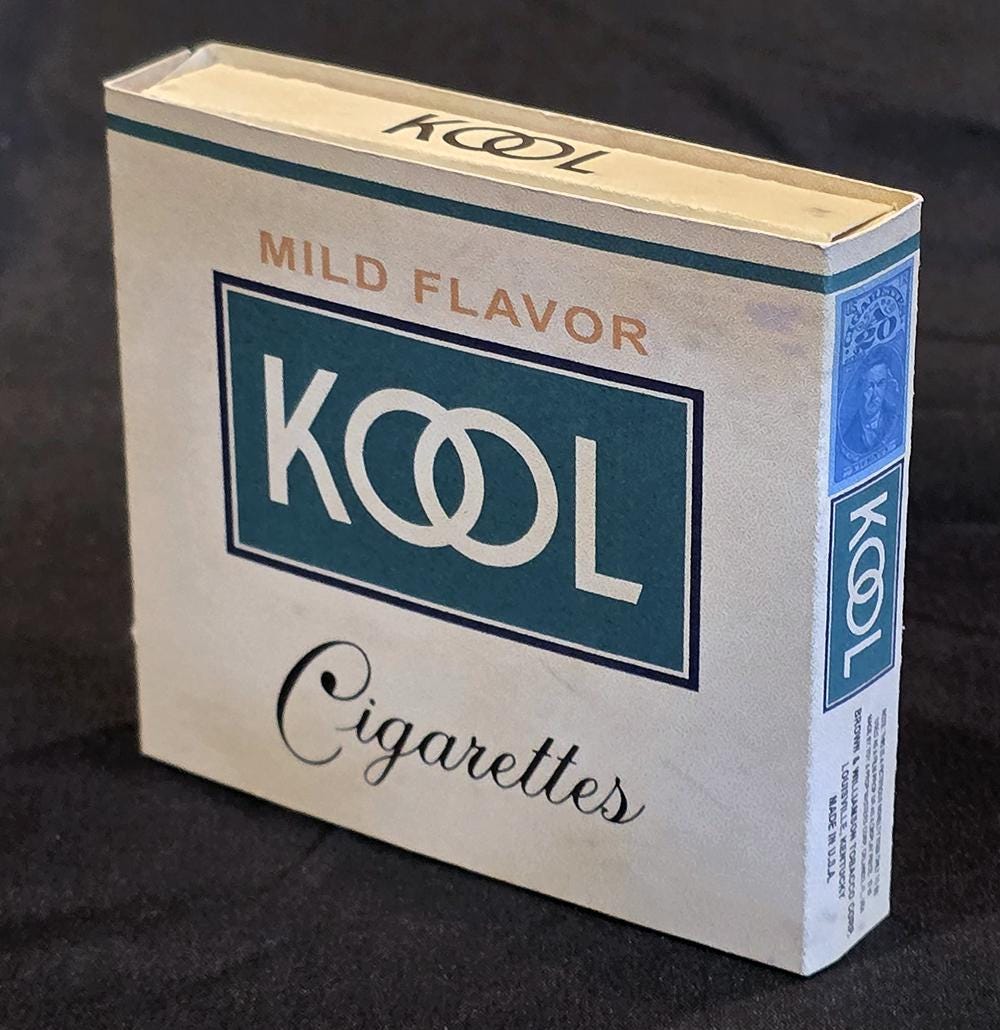 1940's KOOL Two Piece Sliding Cigarette Box Retro Americana
