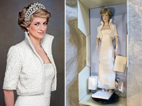 princess diana doll in wedding dress Bride Collection Porcelain Danbury Mint Doll  Enchanted Treasures Franklin Mint Princess Diana Bride