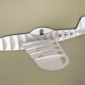 Retro corte láser 3D cartón decoración de pared escultura única corrugado WWII WW2 P-51 Mustang Fighter modelo avión avión kit pared arte exhibición