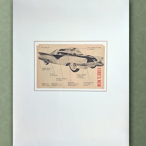 1957 Ford Prototype Matted Frame Original B&W Ad Advertisement Wall Art Decor Petroliana UNIQUE HISTORICAL Find Automobile Transportation