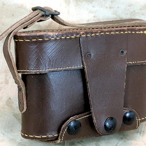 Generic 35mm Brown Leather Camera Empty Carrying Case Excellent Condition Highly Collectible Steampunk Project Pouch Military