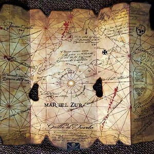 Réplica do mapa do tesouro dos piratas do Willie Caolho, dobrável com precisão, dos Goonies, acessório para quadro de museu, Chunk Sloth, Astoria, Oregon, Cannon Beach, Mikey