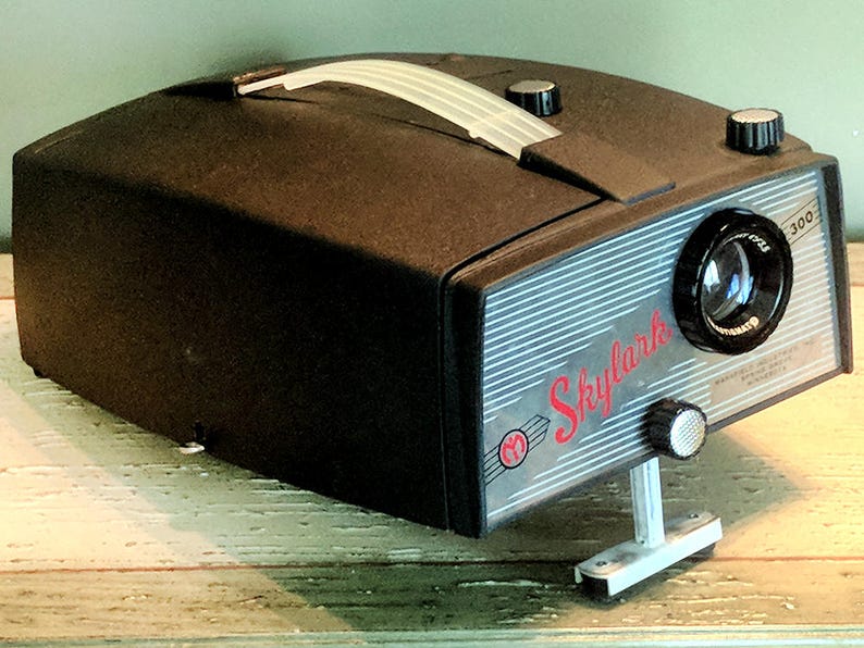 Vintage Mansfield Skylark 300 Slide Projector 4 Retractable Lens Model 839 Film Photo Great Condition Retro Lamp Steampunk Tested Works