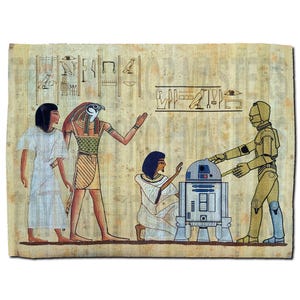 Indiana Jones Raiders of the Lost Ark Film Prop Star Wars R2-D2 C-3PO Hieroglyphics Well of the Souls on Real Papyrus Henry Jr. Belloq ROTLA