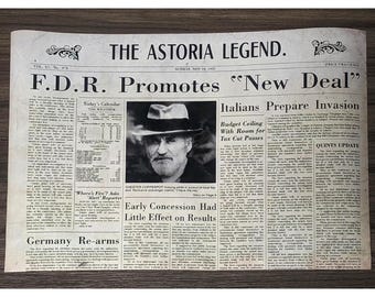 The Goonies Chester Copperpot Folded 1935 Newspaper Page Movie Prop News Article Chunk Sloth Steven Spielberg One Eyed Willie Astoria Map