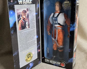 Vintage RARE 1996 Kenner Star Wars First Collector Series Luke Skywalker 12” Orange X-Wing Pilot Action Figure Collectible, Episode IV, ANH