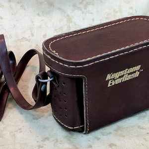 Keystone Everflash 35mm Brown Leather Camera Empty Carrying Case Excellent Condition Highly Collectible Steampunk Project