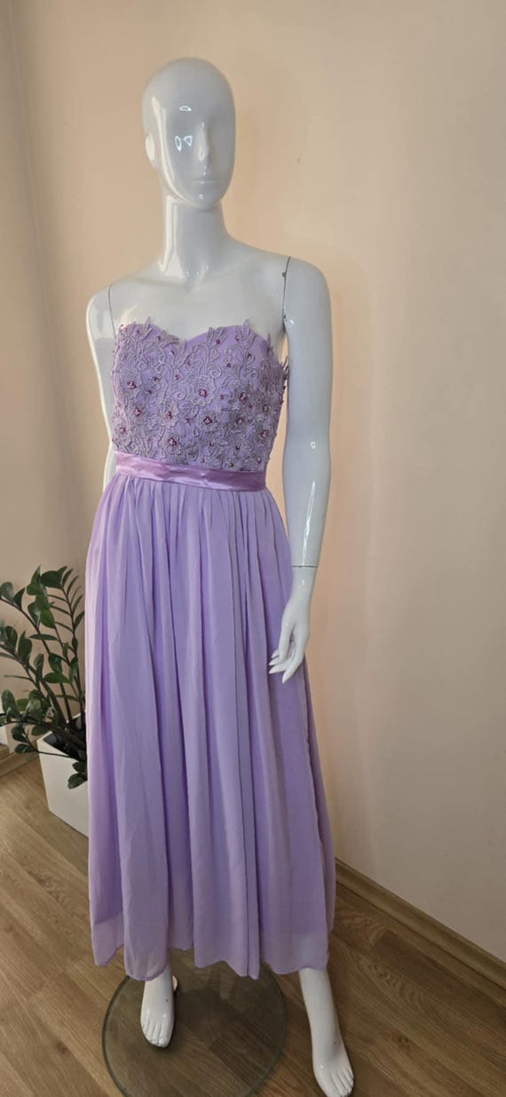 Enchanting Lavender Beaded Corset Back Prom Dress | Vintage Inspired Bridesmaid  Gown | Strapless Chiffon Maxi Dress - Etsy Israel
