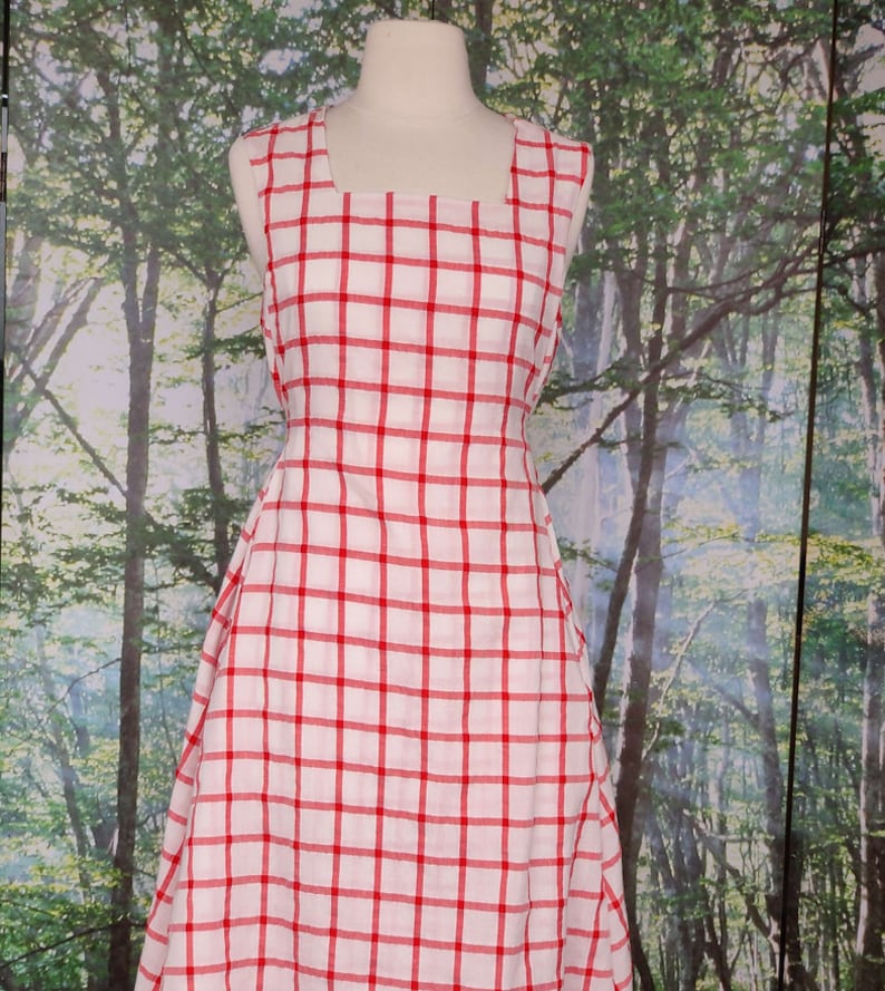 Strawberry picnic jumper dress cotton gingham image 3