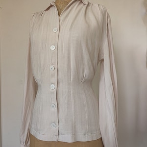 Bonnie Day 40s Blouse - Ivory long sleeve