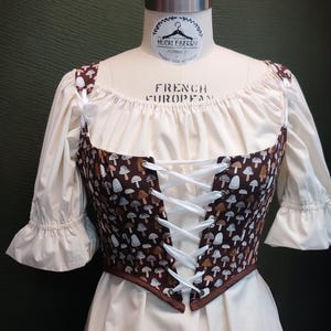 Forest mushrooms cotton corset bodice cottage core top
